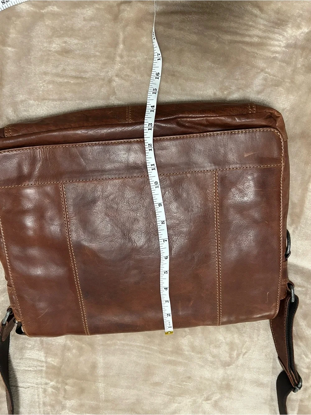 Jack Georges Voyager Buffalo Leather Messenger Bag Brown  - Great Cond! Unisex
